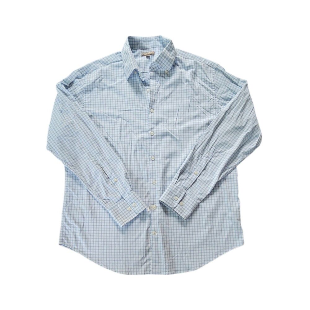 Peter Millar 4E Button Up Shirt Mens XL Summer Comfort Blue Gingham Check Golf